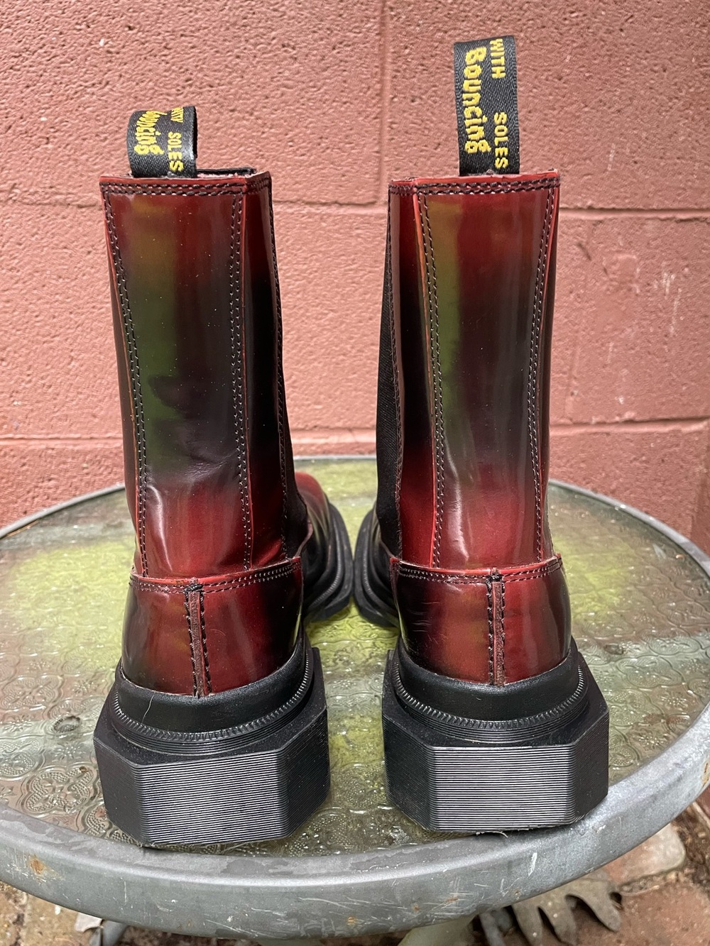 Dr Martens Maybole Square Toe Platform Chelsea Boots 9 Black / Cherry Red - Picture 3 of 14